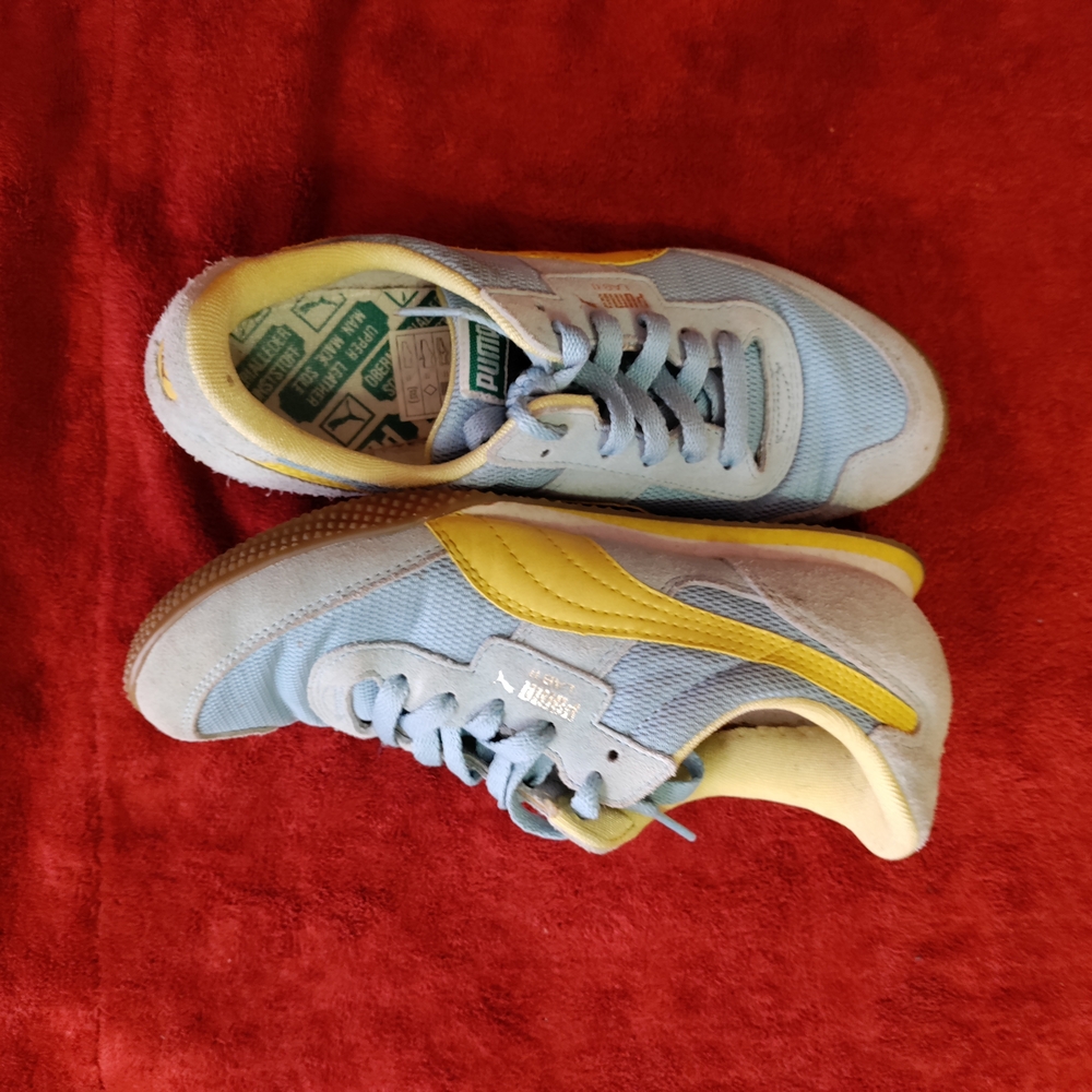 Puma Sky Blue and Gold Sneakers